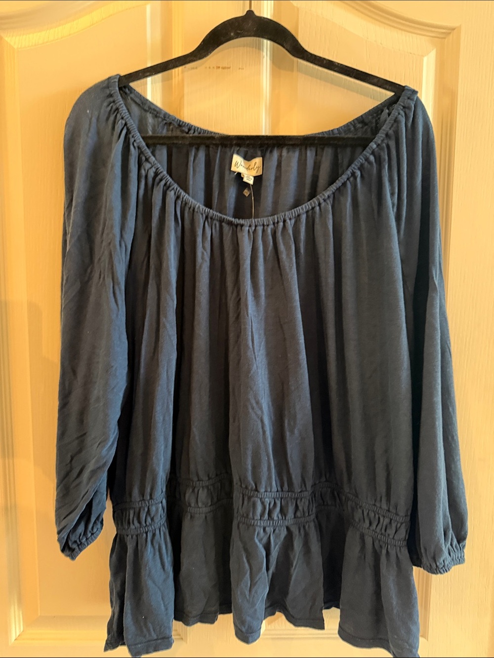 Wonderly Navy Peasant Tunic Top
